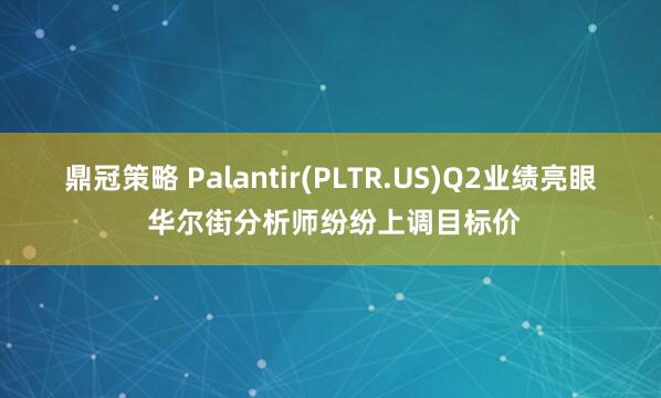 鼎冠策略 Palantir(PLTR.US)Q2业绩亮眼 华尔街分析师纷纷上调目标价