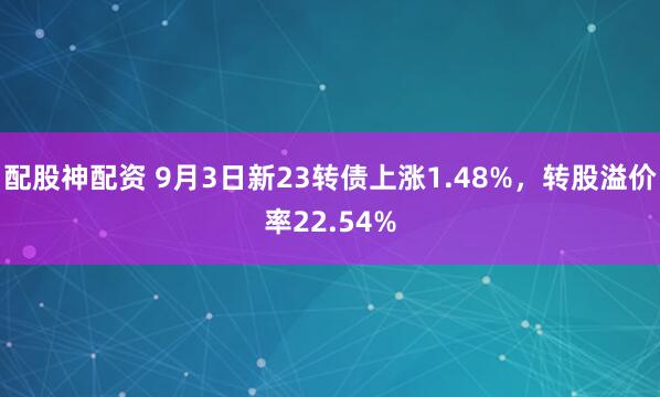 配股神配资 9月3日新23转债上涨1.48%，转股溢价率22.54%